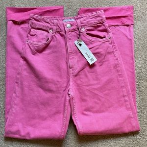 Zara mid rise, hot pink, straight leg jeans, never worn